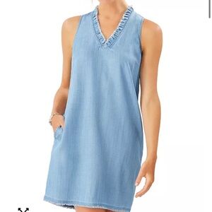 Tommy Bahama Chambray Ruffle Shift Dress